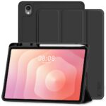 Juodas dėklas Galaxy Tab S11 11.0 X730 X736 su stilizuotu dangčiu ir vieta rašikliui