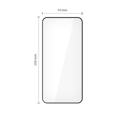 Juodas apsauginis ekrano stikliukas Xiaomi 15T 15T Pro su matmenimis 74x159 mm