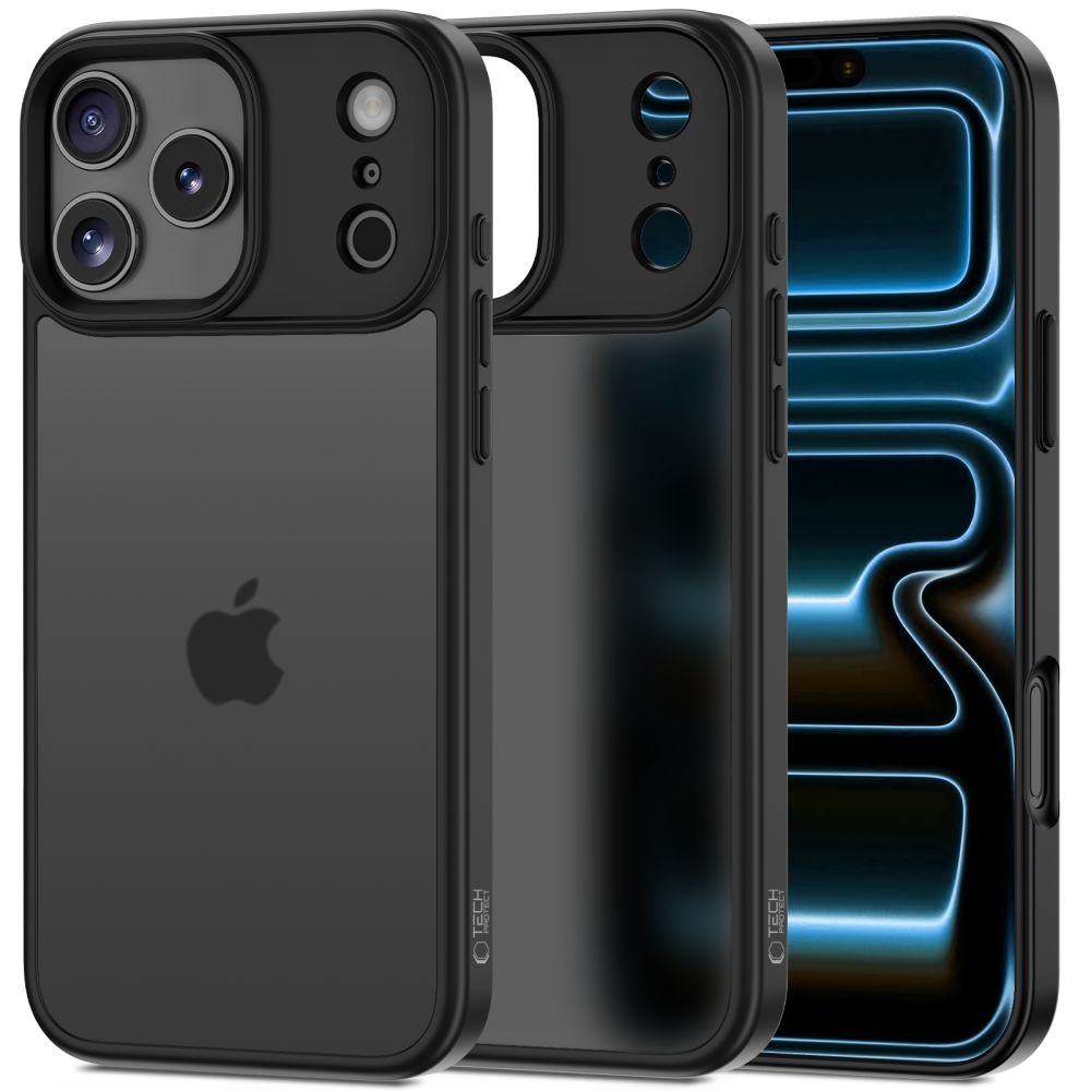 Juodas matinis dėklas Apple Iphone 17 Pro Tech-Protect Magmat Juodas matinis dėklas Apple Iphone 17 Pro Tech-Protect Magmat su dideliais kamerų angomis