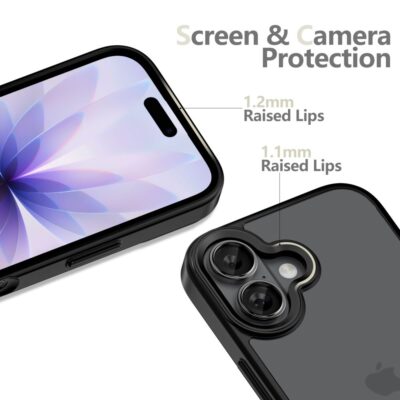 Juodas matinis dėklas Apple Iphone 17 Tech-Protect Magmat su pakeltais kraštais ekrano ir kameros apsaugai