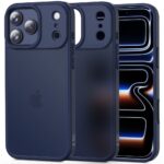 Tamsiai mėlynas matinis dėklas Apple Iphone 17 Pro Max Tech-Protect Magmat priekinis ir galinis vaizdas