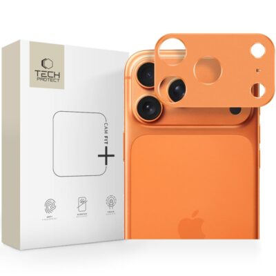 Oranžinė galinės kameros apsauga Apple Iphone 17 Pro Max Tech-Protect Camalloy Fit plus