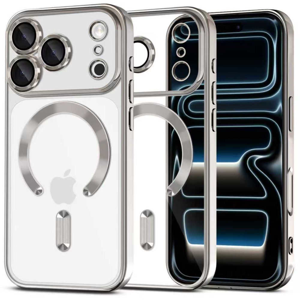 Sidabrinis dėklas Apple Iphone 17 Pro Max Tech-Protect Magflex Magsafe Sidabrinis dėklas Apple Iphone 17 Pro Max Tech-Protect Magflex Magsafe skaidrus su apsauga kamerai