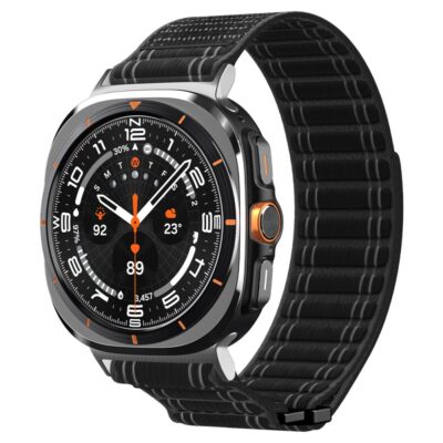 Juoda apyrankė Samsung Galaxy Watch Ultra 2024 2025 su tekstūruota juoda juosta