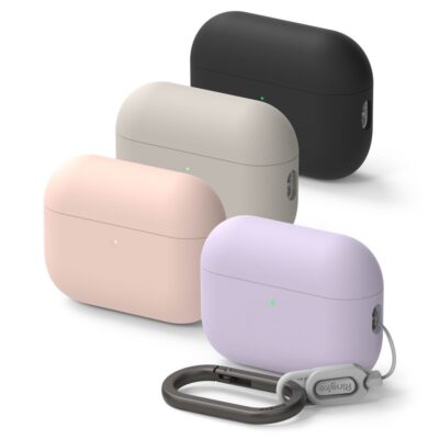 Juodas dėklas Apple Airpods Pro 3 Ringke Silicone ir kitų spalvų silikoniniai dėklai su karabinu