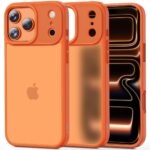 Oranžinis matinis dėklas Apple Iphone 17 Pro Max su apvaliais kameros išpjovomis