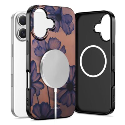 Velvet Night dėklas Apple Iphone 17 Tech-Protect Lamano Magsafe su gėlių raštu ir magnetiniu įkrovikliu