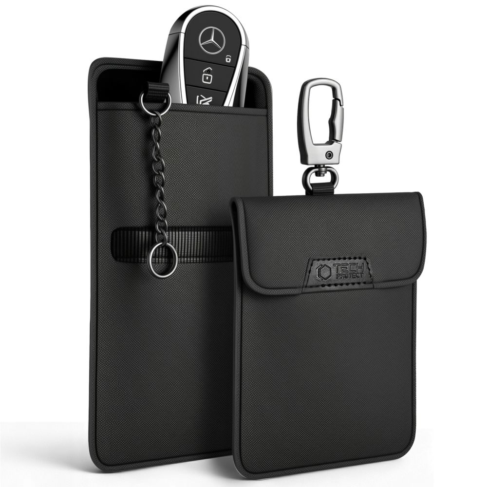 Juodas dėklas TECH-PROTECT KLR400 POUCH KEYLESS RFID SIGNAL BLOCKER CASE Juodas dėklas TECH-PROTECT KLR400 POUCH KEYLESS RFID SIGNAL BLOCKER CASE su raktu ir metaliniu kabliu