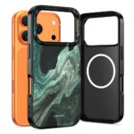 Verde Aura dėklas Apple Iphone 17 Pro Tech-Protect Lamano Magsafe su žalia marmuro tekstūra