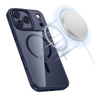 Mėlynas-skaidrus dėklas Apple Iphone 17 Pro Max Tech-Protect Magmat Magsafe su magnetiniu atstumu