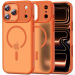 Oranžinis matinis dėklas Apple Iphone 17 Pro Max Tech-Protect Magmat Magsafe su apsauga kameros ir matine tekstūra