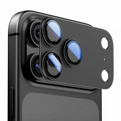 Juoda galinės kameros apsauga Apple Iphone 17 Pro Max su trimis išgaubtais objektyvais