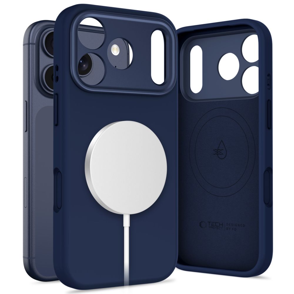 Tamsiai melynas deklas Apple Iphone 17 Pro Max Tech-Protect Uniq Magsafe Tamsiai melynas deklas Apple Iphone 17 Pro Max Tech-Protect Uniq Magsafe su apsaugine kamera ir magnetiniu elementu