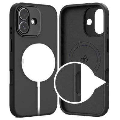 Juodas dėklas Apple Iphone 17 Tech-Protect Uniq Magsafe su matiniu paviršiumi ir išpjovomis kamerai ir mygtukams