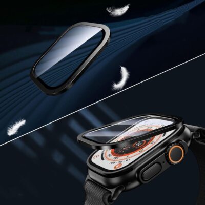 Juodos spalvos apsauginis stiklas Apple Watch Ultra 49mm ekranui