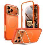Oranžinis dėklas Apple Iphone 17 Pro Max Supcase Iblsn Ares Flip MAg Magsafe su permatomu priekiu ir apsauga aplink kamerą
