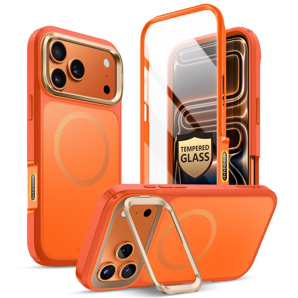 Oranžinis dėklas Apple Iphone 17 Pro Max Supcase Iblsn Ares Flip MAg Magsafe Oranžinis dėklas Apple Iphone 17 Pro Max Supcase Iblsn Ares Flip MAg Magsafe su permatomu priekiu ir apsauga aplink kamerą