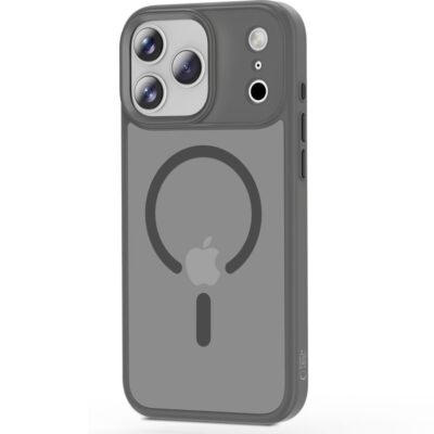 Pilkas matinis dėklas Apple Iphone 17 Pro Tech-Protect Magmat Magsafe su matiniu paviršiumi ir apsauga kamerai