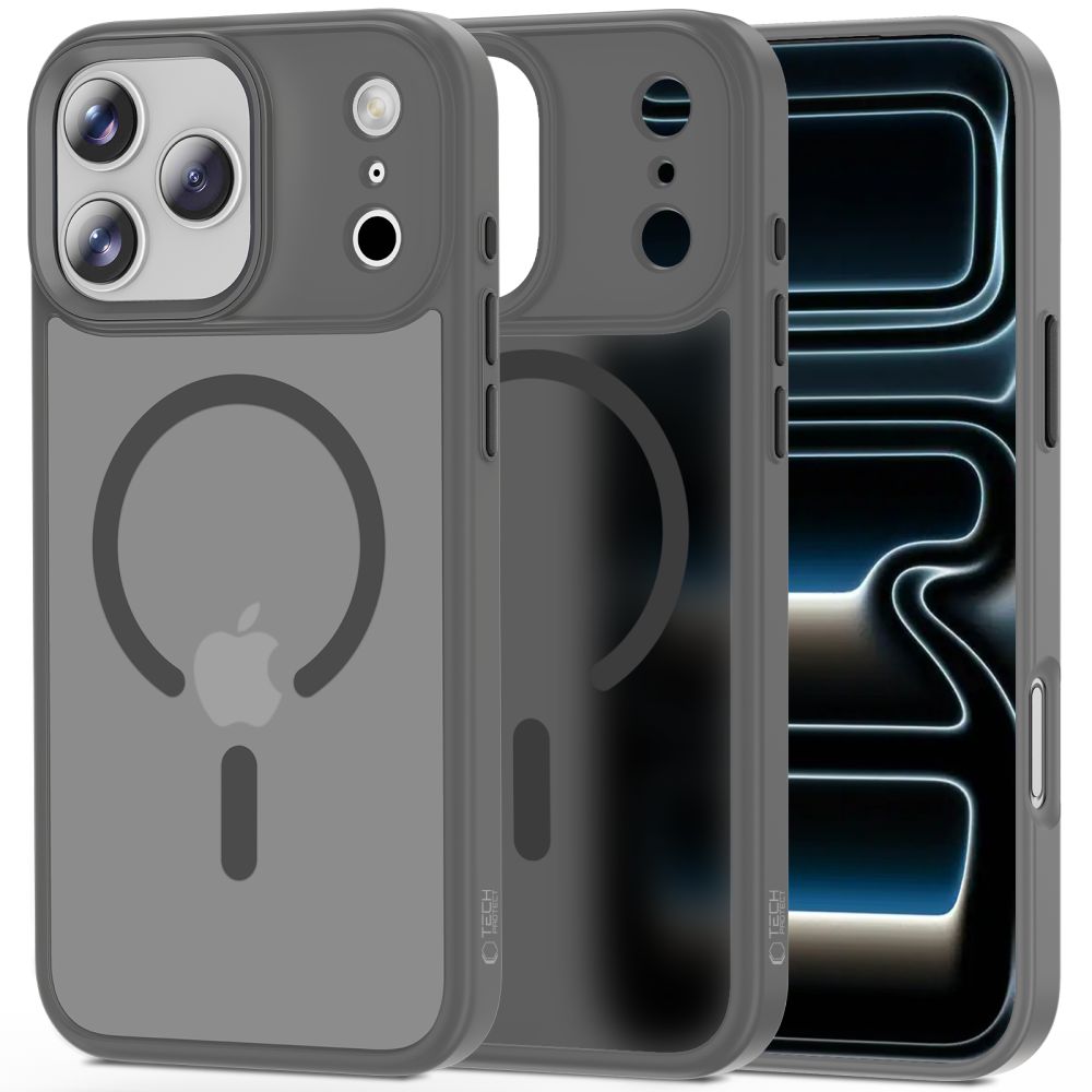 Pilkas matinis dėklas Apple Iphone 17 Pro Max Tech-Protect Magmat Magsafe Pilkas matinis dėklas Apple Iphone 17 Pro Max su magsafe funkcija ir kamerų apsauga