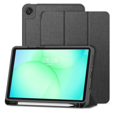 Pilkas atverčiamas dėklas TECH-PROTECT SC PEN CANVAS Galaxy Tab A9 A11 8.7 su pieštuko laikikliu