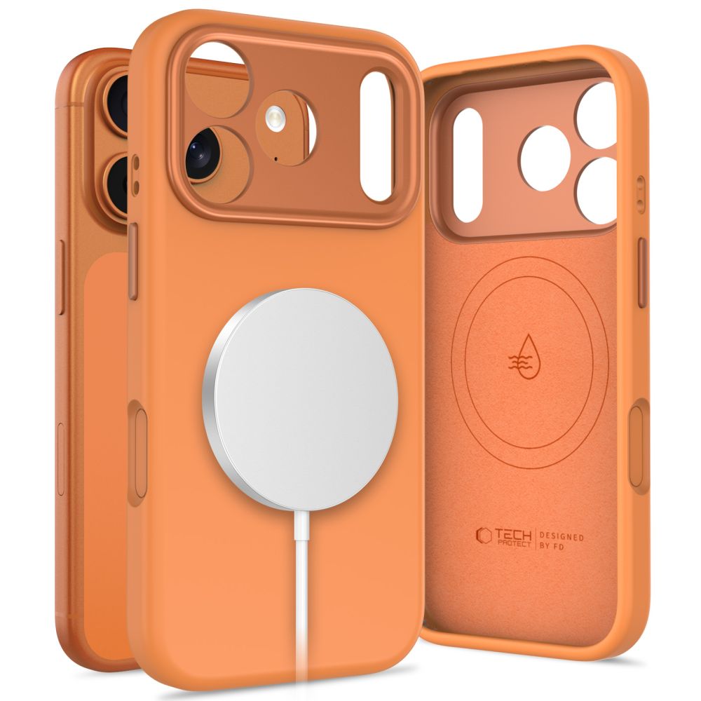 Oranžinis dėklas Apple Iphone 17 Pro Max Tech-Protect Uniq Magsafe Oranžinis dėklas Apple Iphone 17 Pro Max Tech-Protect Uniq Magsafe su apvaliu magnetiniu laikikliu