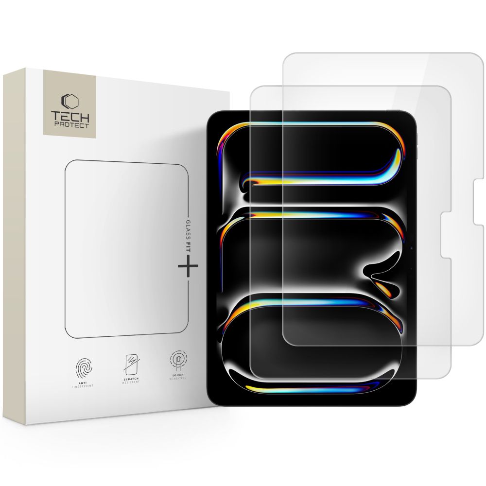 Skaidrus apsauginis ekrano stikliukas IPAD PRO 11 2-pack Skaidrus apsauginis ekrano stikliukas IPAD PRO 11 TECH-PROTECT GLASS FIT 2-pack pakuotėje su dviem stiklais
