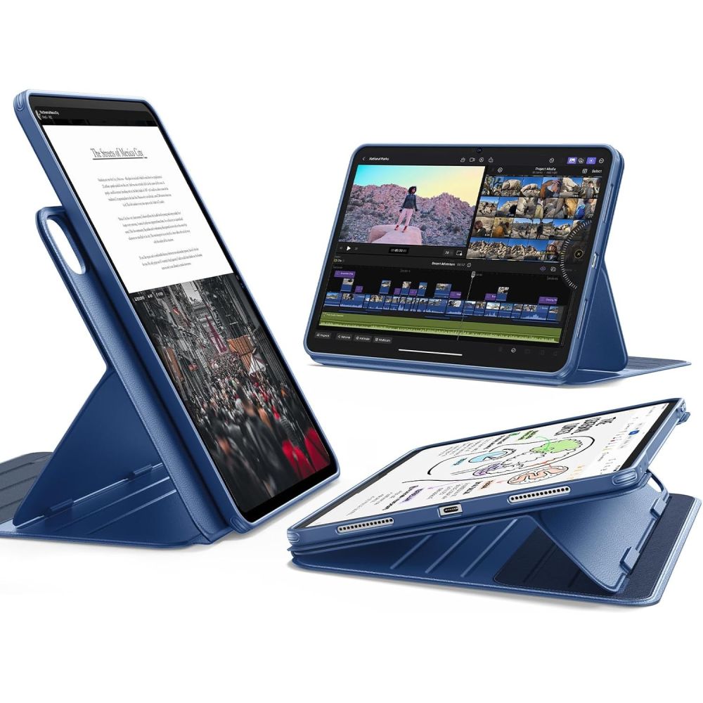 Mėlynas dėklas Apple Ipad Pro 11” Esr Flip Hybrid Mėlynas dėklas Apple Ipad Pro 11” 5 6 2024 2025 Esr Flip Hybrid su keliais laikymo kampais
