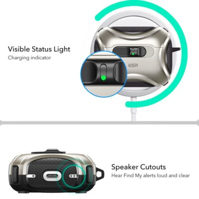 Titano spalvos dėklas Apple AirPods Pro 3 su matomu įkrovimo indikatoriumi