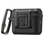 Juodas matinis dėklas Apple Airpods Pro 3 Spigen Lock Fit su metaliniu kabliuku