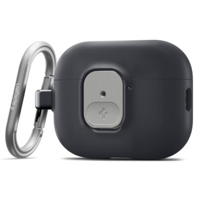 Juodas dėklas Apple Airpods Pro 3 Spigen Nano Pop su sidabriniu metaliniu kabliu