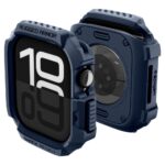 Tamsiai mėlynas dėklas Apple Watch 10 arba 11 42mm Spigen Rugged Armor V2 su apsauga nuo smūgių