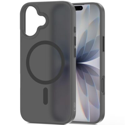 Pilkas matinis dėklas Apple Iphone 17 su MagSafe žiedu ir išpjova kamerai