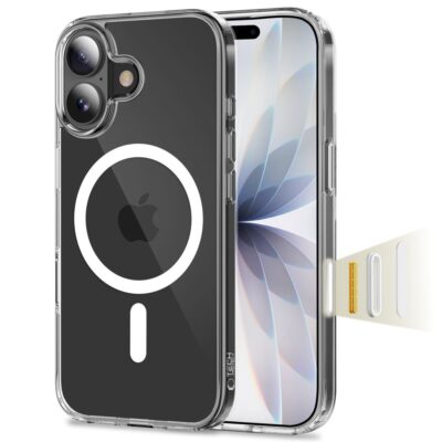 Skaidrus dėklas Apple Iphone 17 Tech-Protect FlexAir Hybrid CC Magsafe su aiškiu apvadu magnetinėms dalims