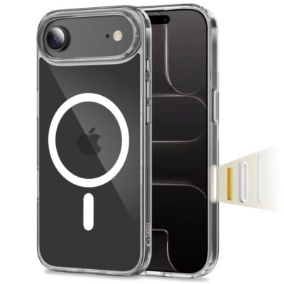 Skaidrus deklas Apple Iphone Air Tech-Protect FlexAir Hybrid CC Magsafe su matiniu ziedu ir permatomu dizainu