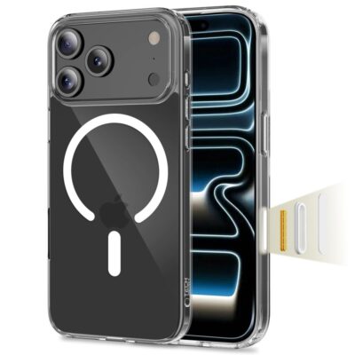 Skaidrus dėklas Apple iPhone 17 Pro Max Tech-Protect FlexAir Hybrid CC Magsafe su magnetiniu žymekliu