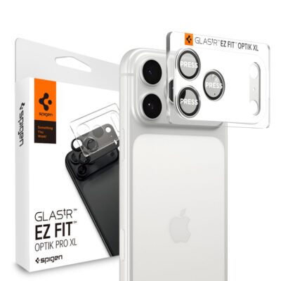 Sidabrinis apsauginis stiklas galinei kamerai Apple Iphone 17 Pro SPIGEN OPTIK PRO XL GLAS.TR EZ FIT
