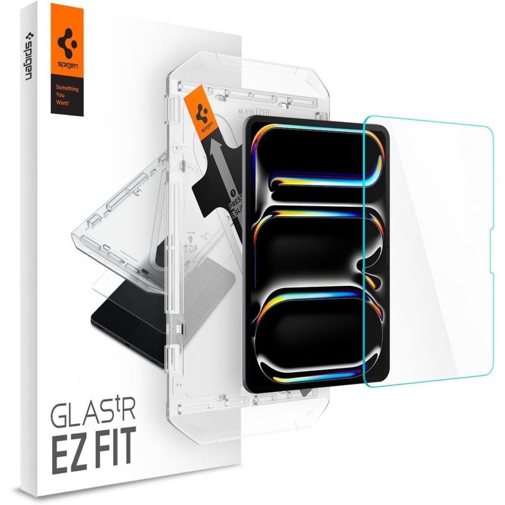 Skaidrus apsauginis stikliukas Ipad Pro 11 Spigen Glas.Tr Ez Fit Skaidrus apsauginis stikliukas Ipad Pro 11 su Spigen Glas.Tr Ez Fit pakuote ir ekrano apsauga
