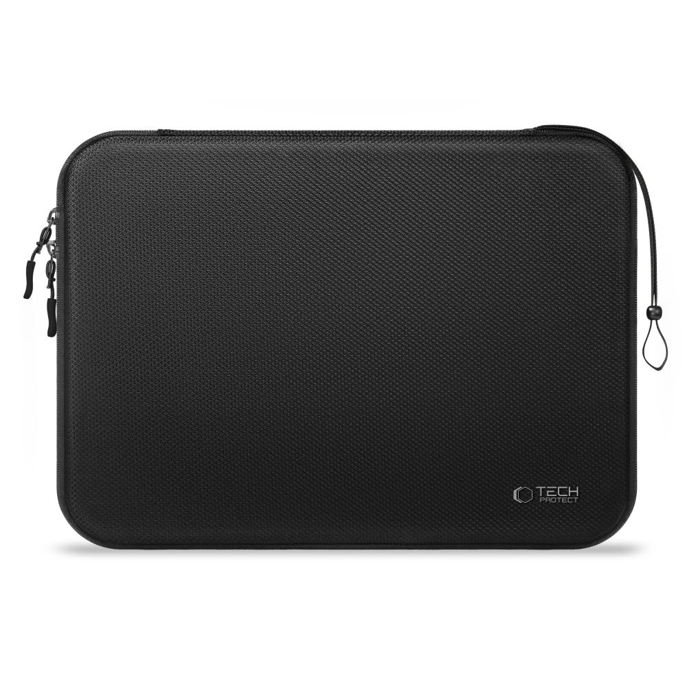Juodas krepšys Laptop 13-14 TECH-PROTECT HARDPOUCH Juodas krepšys Laptop 13-14 TECH-PROTECT HARDPOUCH su tekstūruota paviršiaus dizainu ir užtrauktukais