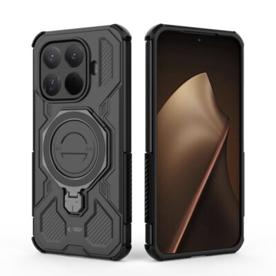 Juodas dėklas Xiaomi 15T Pro TECH-PROTECT TACTICSTAND MAGSAFE su integruota stovu ir apsauga kamerai