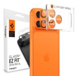 Oranžinis apsauginis stiklas galiniai kamerai Apple Iphone 17 Pro SPIGEN OPTIK PRO XL GLAS.TR EZ FIT ant telefono kameros objektyvo