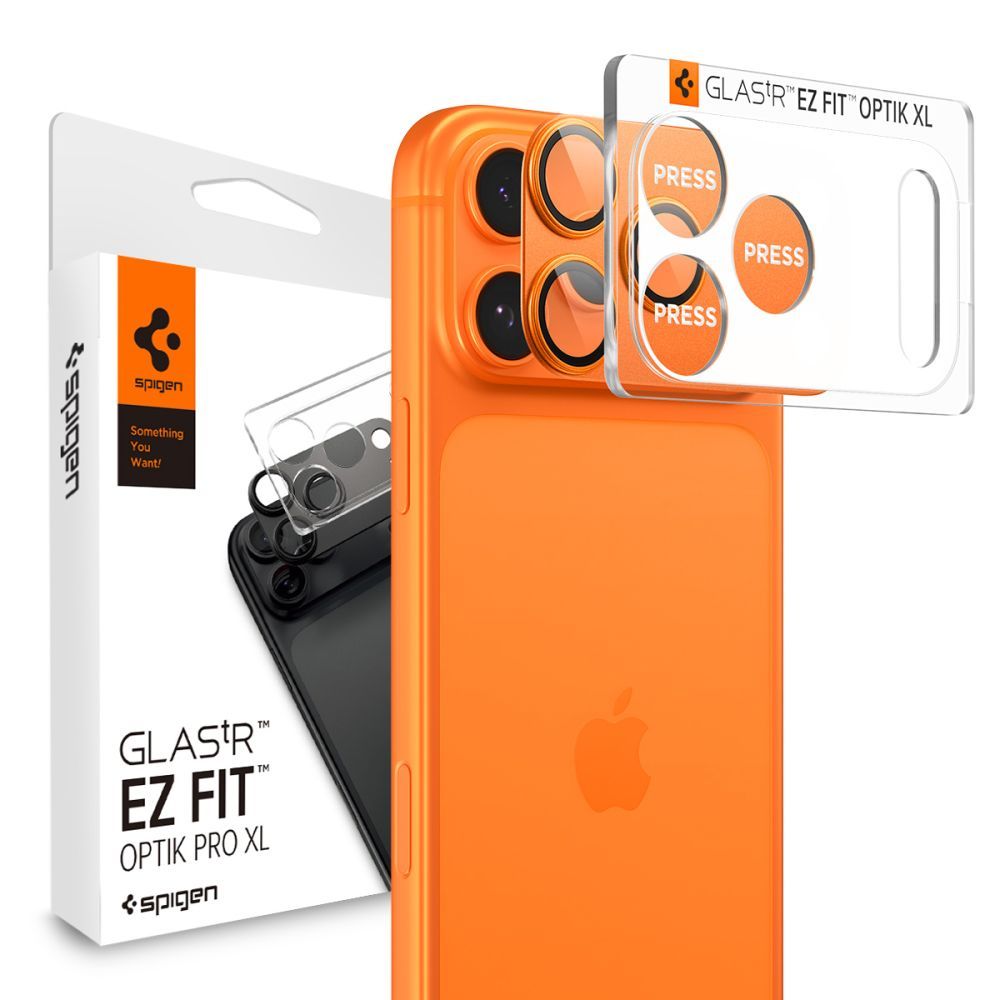 Oranžinis apsauginis stiklas Apple Iphone 17 Pro Max Oranžinis apsauginis stiklas galiniai kamerai Apple Iphone 17 Pro Max Spigen Optik Pro XL Glas Tr Ez Fit