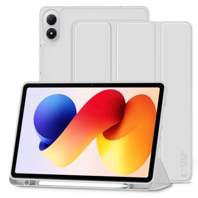 Pilkas dėklas Xiaomi Redmi Pad 2 Pro 12.1 Tech-Protect SC Pen su atlenkiamu dangteliu ir pieštuko laikikliu