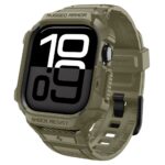 Zalias deklas ir apyranke Apple Watch 10 11 46mm Spigen Rugged Armor Pro V2 alyvuogiu spalvos