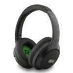 Juodos belaidės ausinės Lacoste Petit Pique ANC ENC Wireless Headphone su minkšta pagalvėle ir žalia ausies žyma