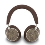 Rudos belaidės ausinės Guess PU Leather 4G Classic Logo ENC Wireless Headphone iš priekio