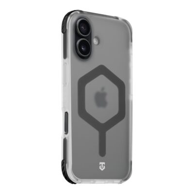 Juodas dėklas Apple iPhone 17 Tactical MagForce Hexagon permatomas su tamsiu hexagon raštu