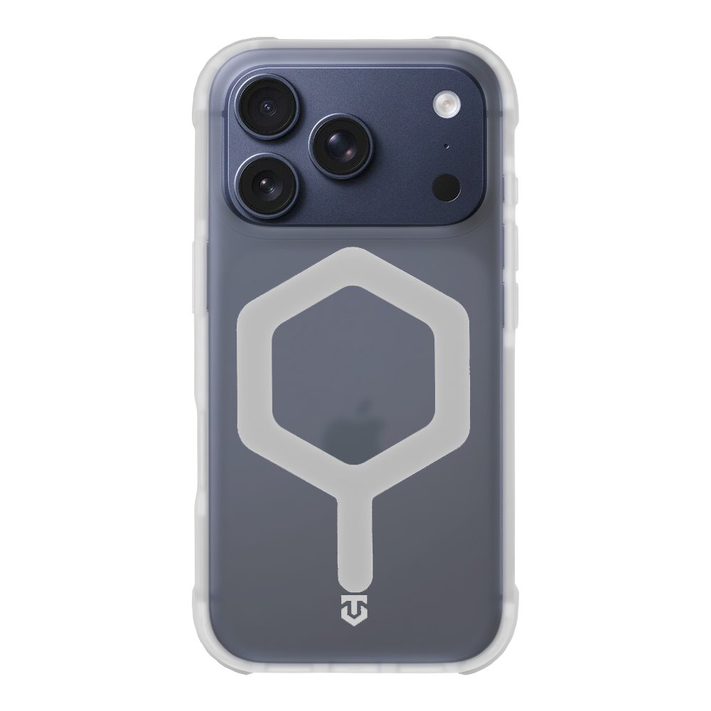Baltas dėklas Apple Iphone 17 Pro Tactical MagForce Hexagon Baltas dėklas Apple Iphone 17 Pro Tactical MagForce Hexagon su matiniu paviršiumi ir šviesiai pilku hexagono raštu