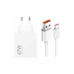 Baltas buitinis pakrovėjas Xiaomi MDY-15-ET USB-A 67W su USB-C 6A laidu būdas įkrauti įrenginius