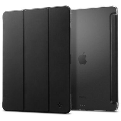 Juodas dėklas Ipad Pro 13 7 8 2024 2025 SPIGEN LIQUID AIR FOLIO su kietu uždengimu ir skaidria nugarėle