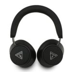 Juodos belaidžios ausinės Guess PU Saffiano Triangle Logo ENC Wireless Headphone su trikampio formos logotipu